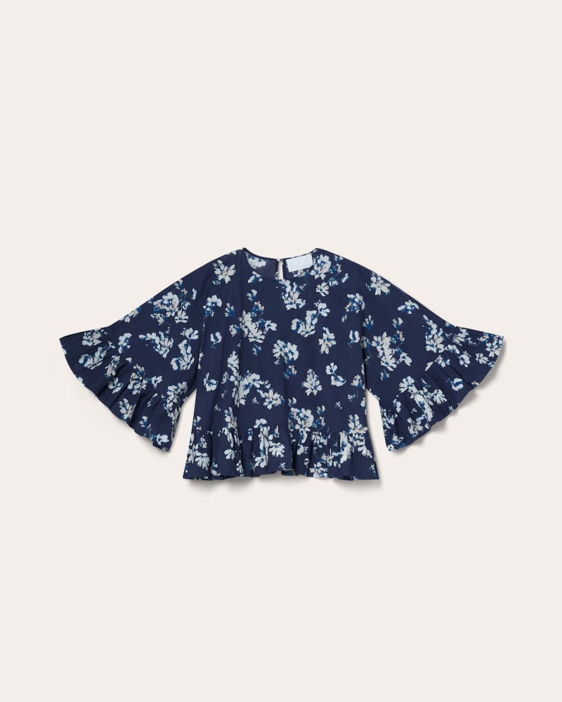 Front of a size L Astral Top in Indigo Floral Print by Merlette. | dia_product_style_image_id:348254